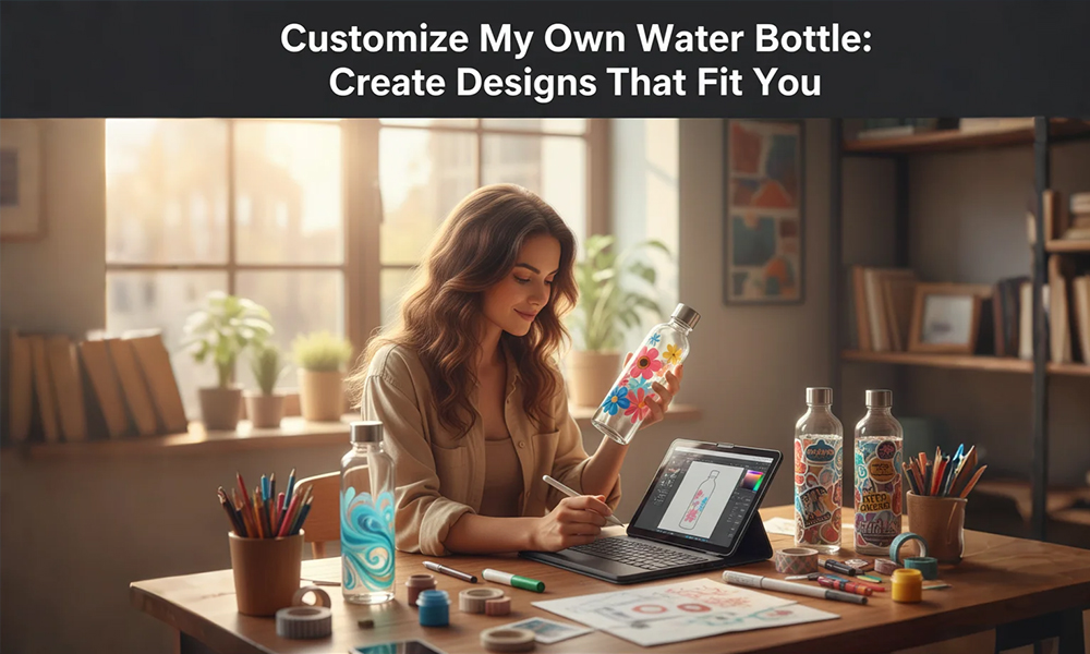 Personalizar mi propia botella de agua con diseño y logo único